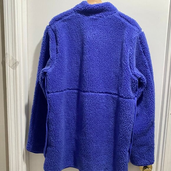 Mens Nike Yoga Sherpa Fleece Loose Fit Comfort Blue Pullover Bomber Jacket M - Picture 2 of 10